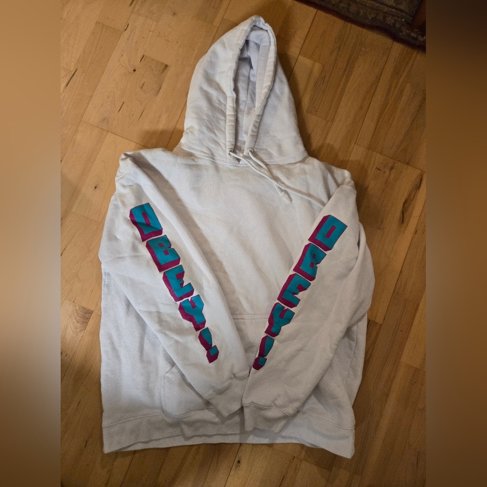 Vintage white Obey hooded sweatshirt